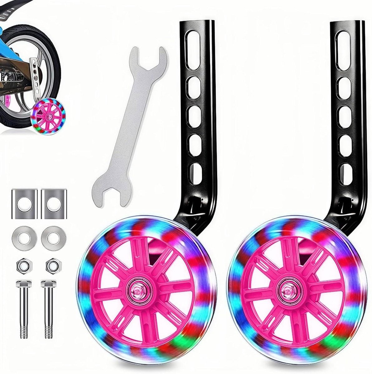 Allecto Premium - Kinderfiets Steunwielen met Verstelbare Stabilisatorkit - Roze - Voor Kinderen van 12, 14, 16, 18, 20 inch Kinderfiets kopen online