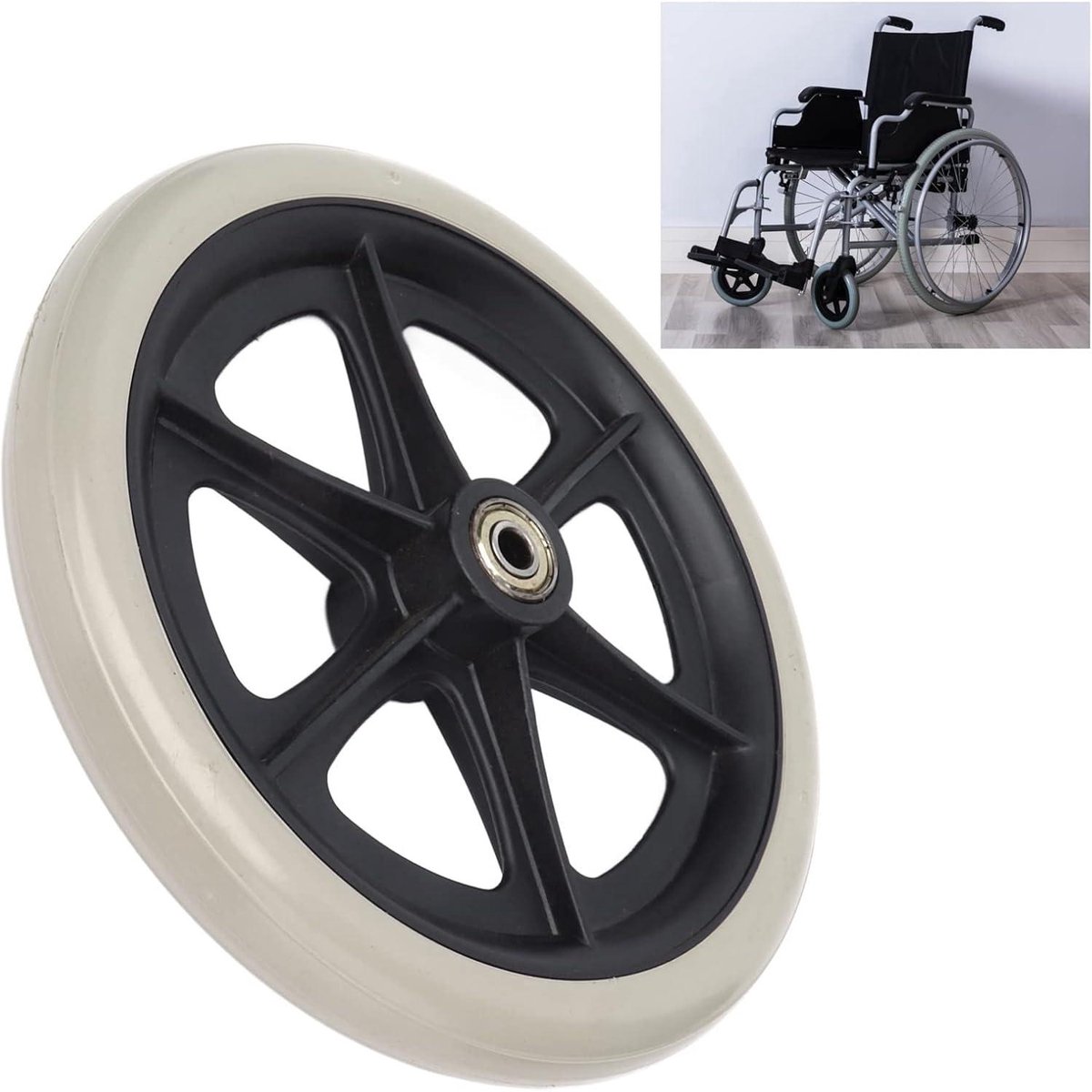 allecto premium rolstoelwiel 8 inch skidproof pu wielen grijs accessoires voor rollators buitengebruik lager wielen