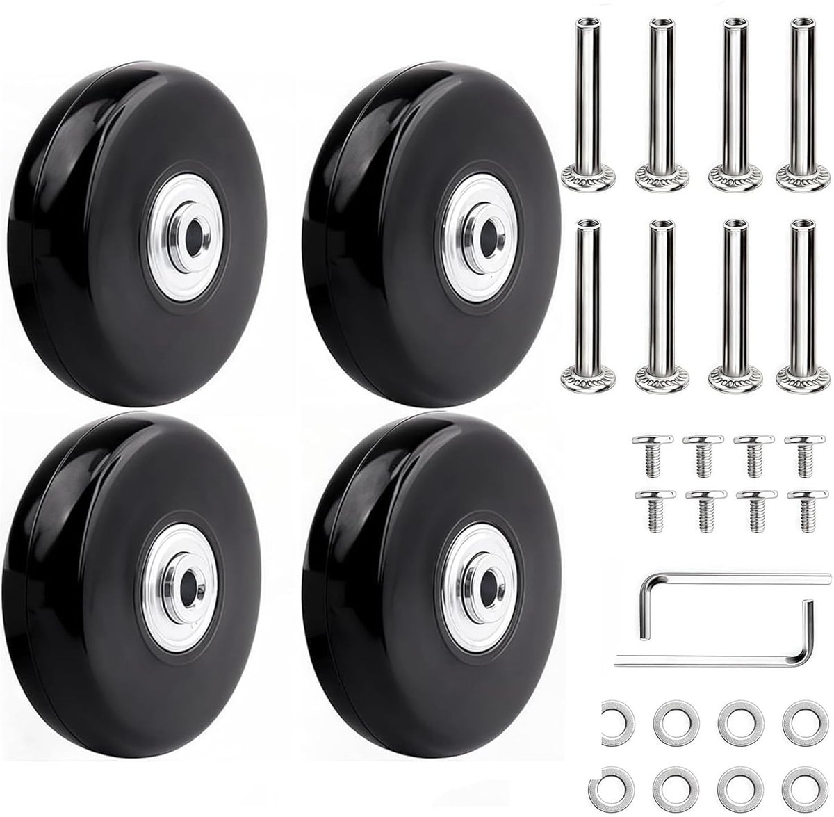 Alriedy Pack of 4 Replacement Wheels for Suitcase Wheels, 60 x 18 mm Rubber Replacement Wheels for Suitcase, Replacement Wheels for Suitcase (60 x 18 mm) Skateonderdeel kopen online