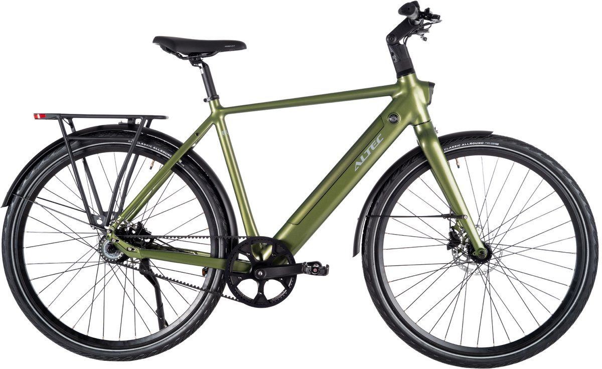 Altec Blitz - Elektrische Herenfiets - Urban fiets - Stadsfiets - 28 inch - 55 cm - Achterwielmotor - Hydraulische schijfremmen - Beltdrive - Groen Fiets (elektrisch) kopen online