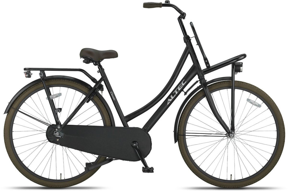 altec classic transportfiets damesfiets 28 inch 53 cm mat zwart