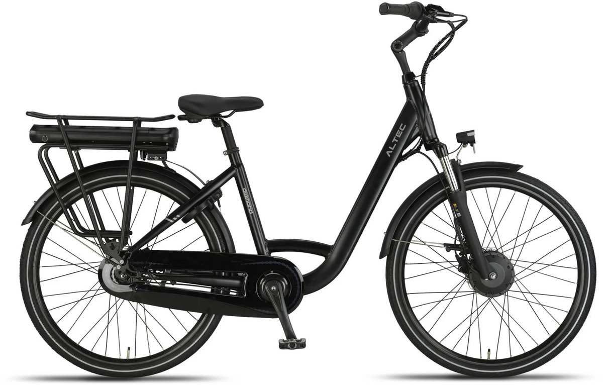 altec diamond elektrische fiets mat zwart 26 inch 44 cm 250w 42nm voorwielmotor accu 468wh 36v 13ah shimano nexus 7 versnellingen hydraulische remmen