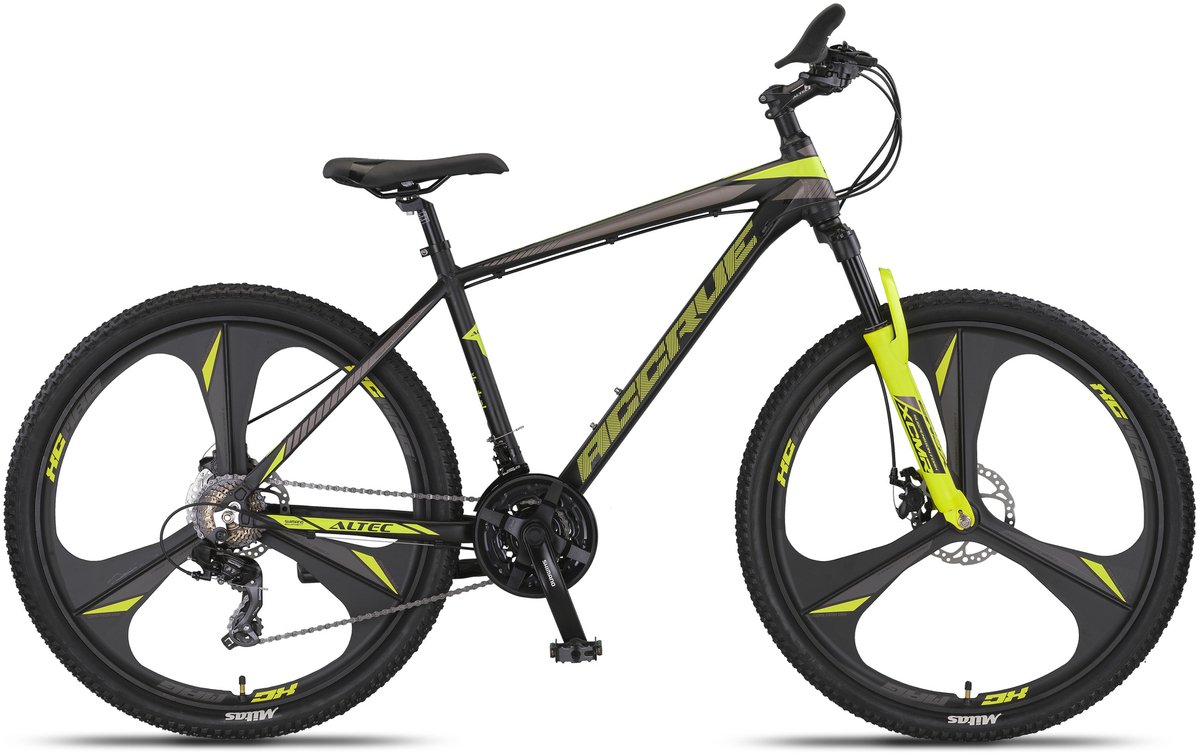 altec hardtail mountainbike accrue mtb 27 5 inch 45 cm unisex 21v mechanische schijfrem zwart geel