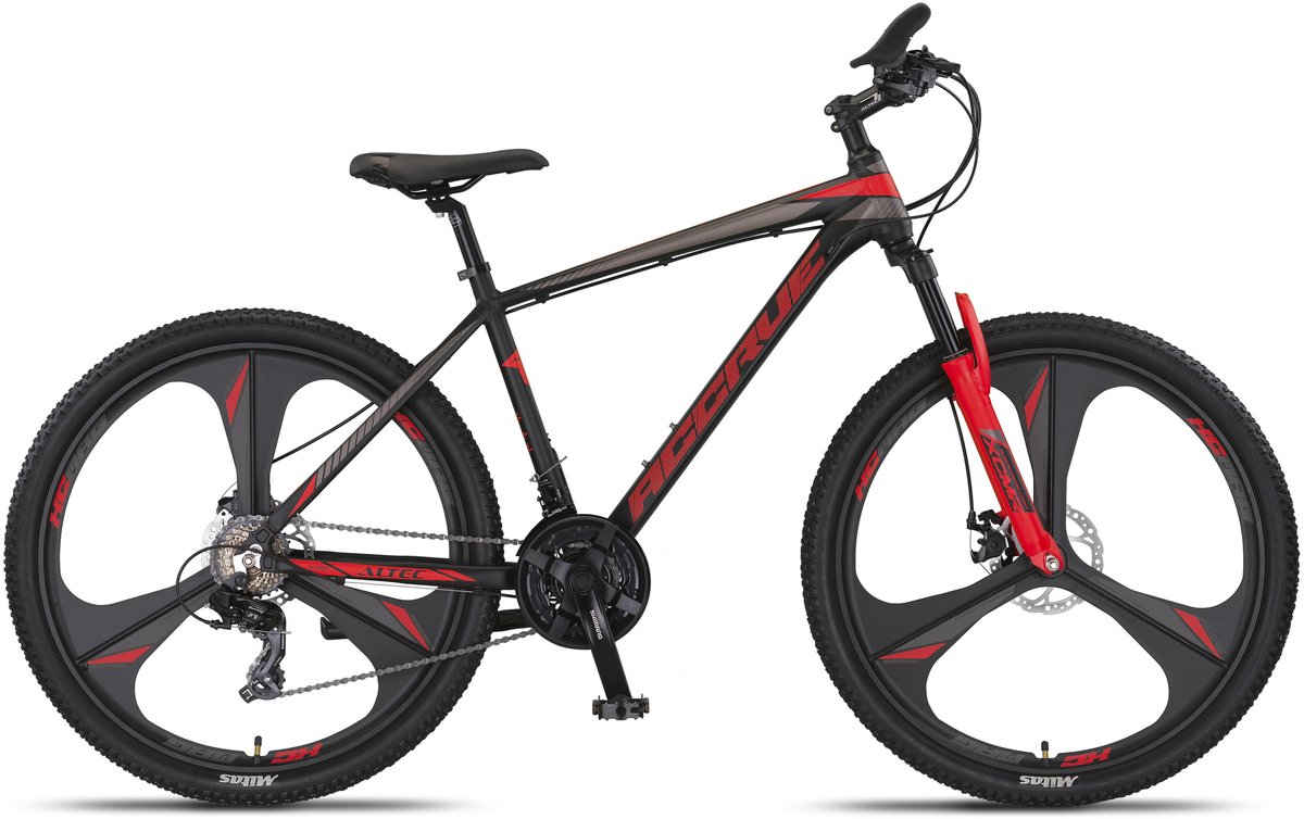 altec hardtail mountainbike accrue mtb 27 5 inch 45 cm unisex 21v mechanische schijfrem zwart rood