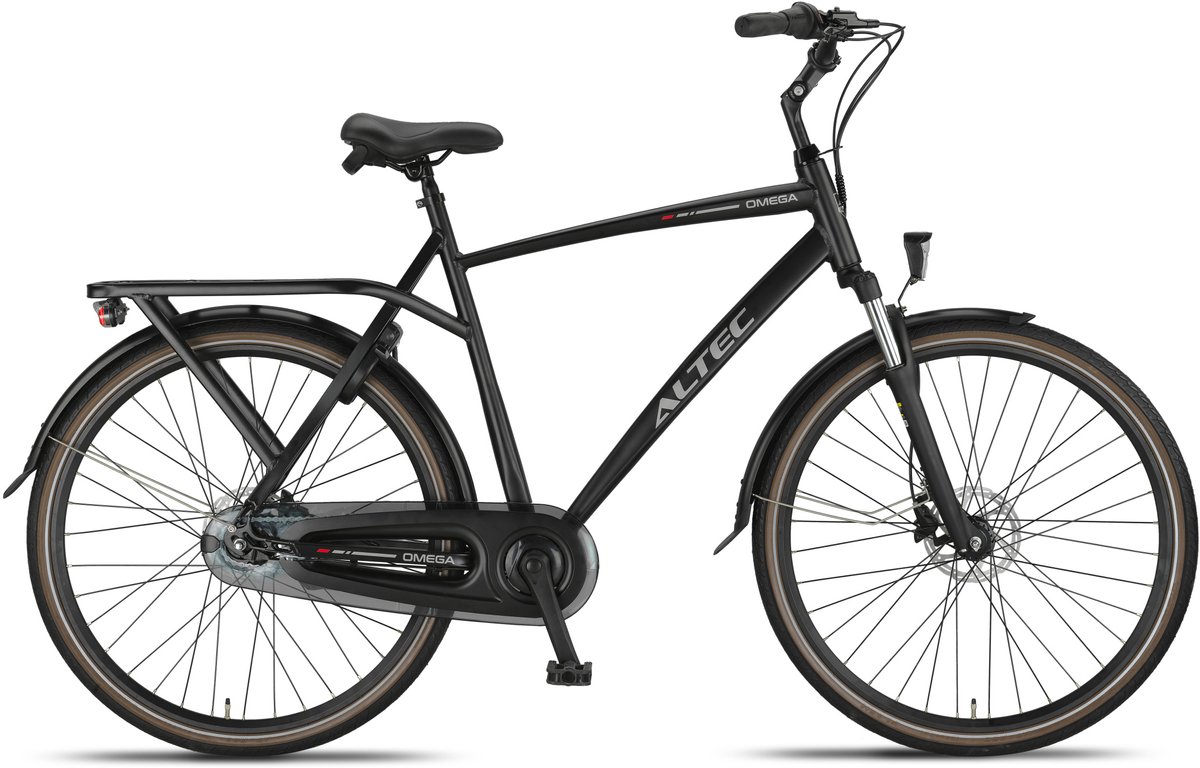 altec herenfiets omega 28 inch 61 cm heren 7v hydraulische schijfrem matzwart
