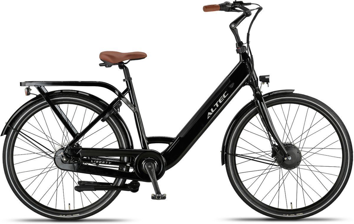 altec liberty elektrische fiets glans zwart 28 inch accu 504wh 36v 14ah 250w 42nm voorwielmotor shimano nexus 7 versnellingen hydraulische remmen