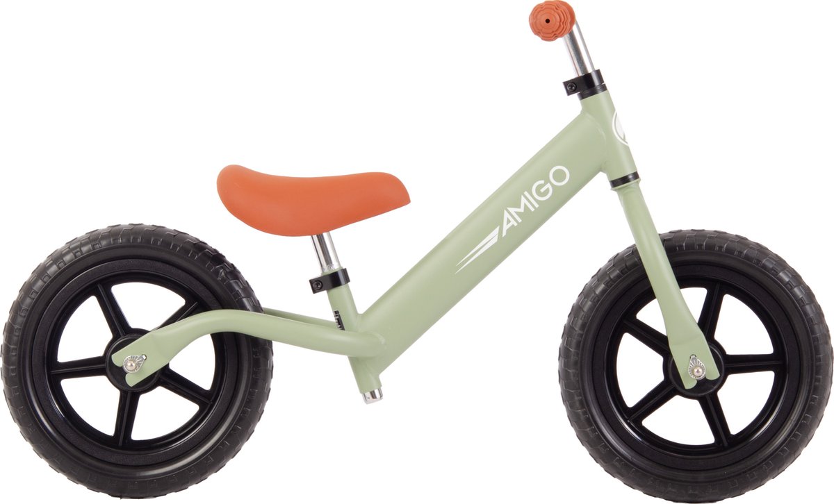 amigo hopper loopfiets 12 inch lichtgewicht in hoogte verstelbaar jongens en meisjes loopfiets balance bike vanaf 2 jaar matgroen