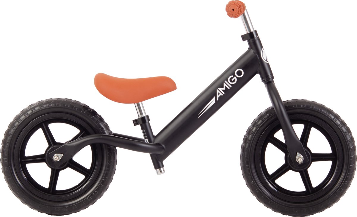 AMIGO Hopper Loopfiets 12 Inch - Lichtgewicht & In Hoogte Verstelbaar - Jongens en Meisjes Loopfiets - Balance Bike - Vanaf 2 Jaar - Matzwart Loopfiets kopen online