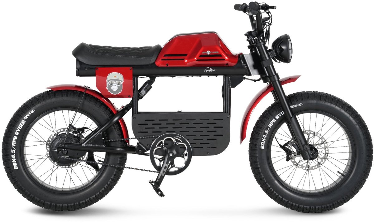 Ape Ryder Gibbon - Fatbike - Rood - 20x4.5 inch - Accu 960Wh (48V, 20Ah) - 250W Achterwielmotor - Hydraulische Remmen Fiets (elektrisch) kopen online
