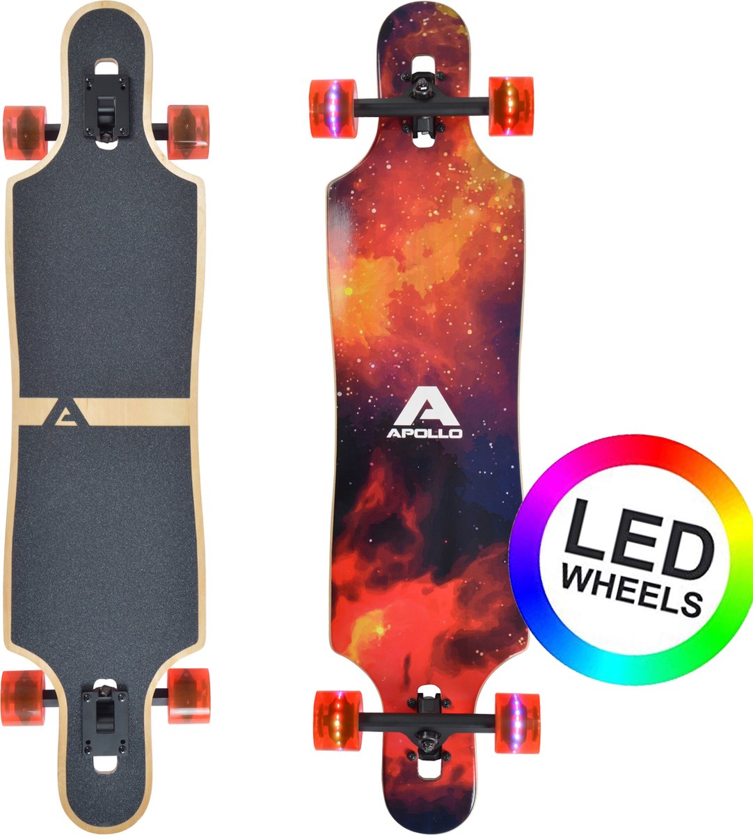 apollo twin tip dt longboard redshift led wheels