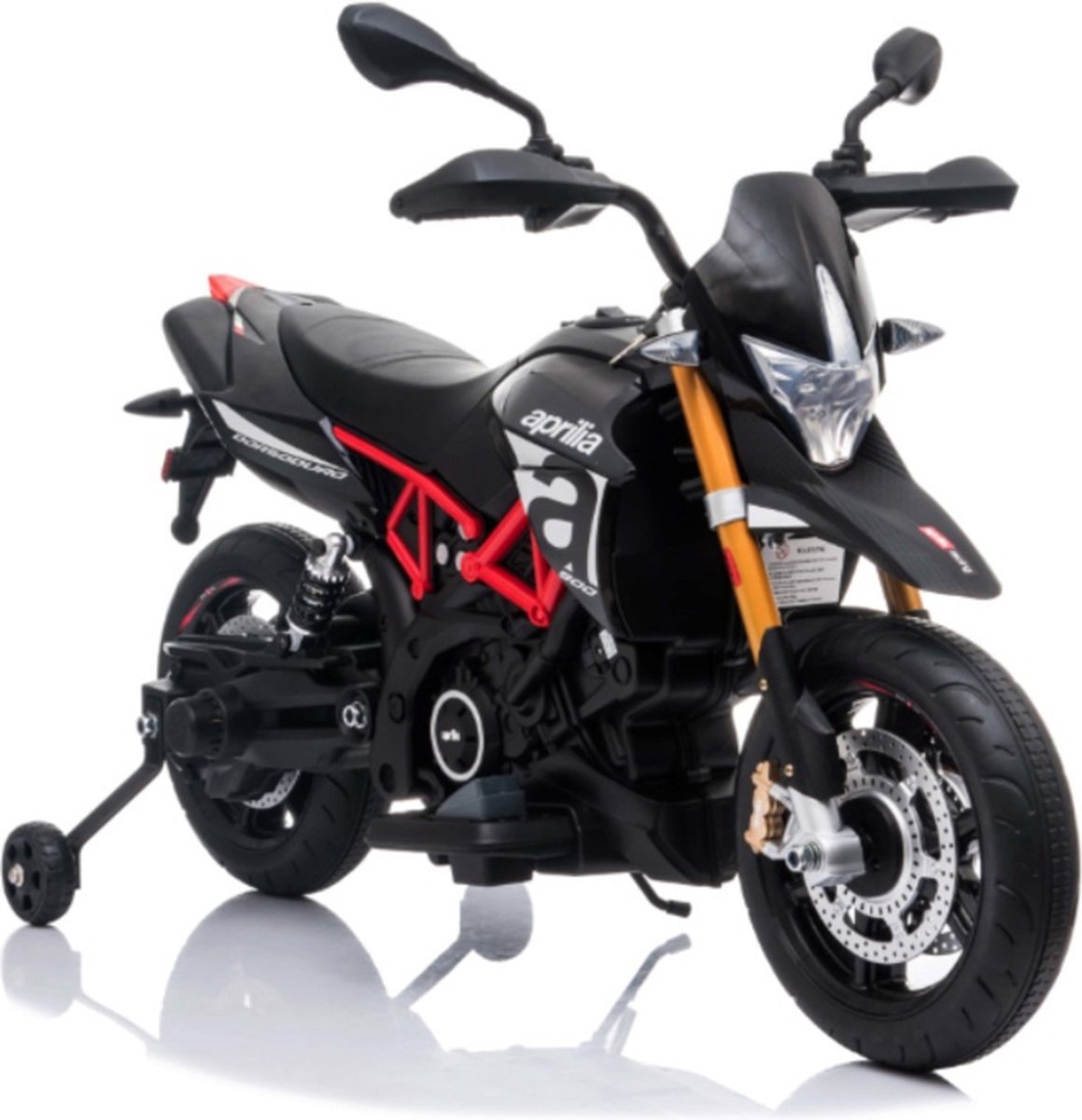 Aprilia 12V - Elektrische Kindermotor Aprilia Dorsoduro 900 Zwart 12V - licensie Aprilia Dorsoduro 12V - Kinder motor Accuvoertuig kopen online