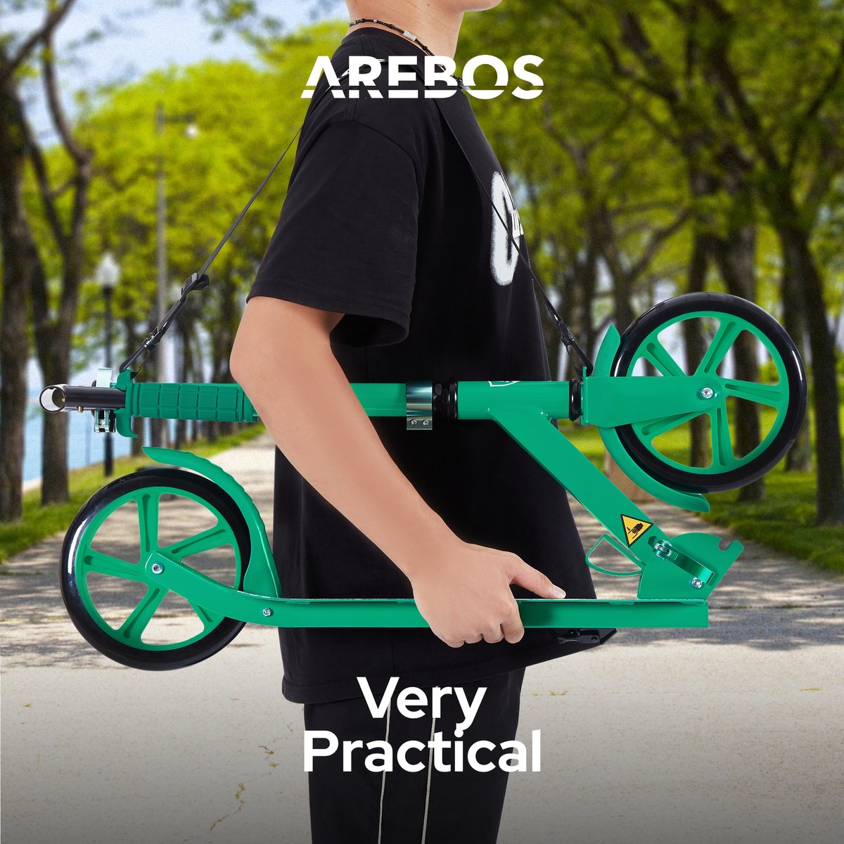 AREBOS kick scooter stadsstep kinderstep volwassen scooter groen Step kopen online