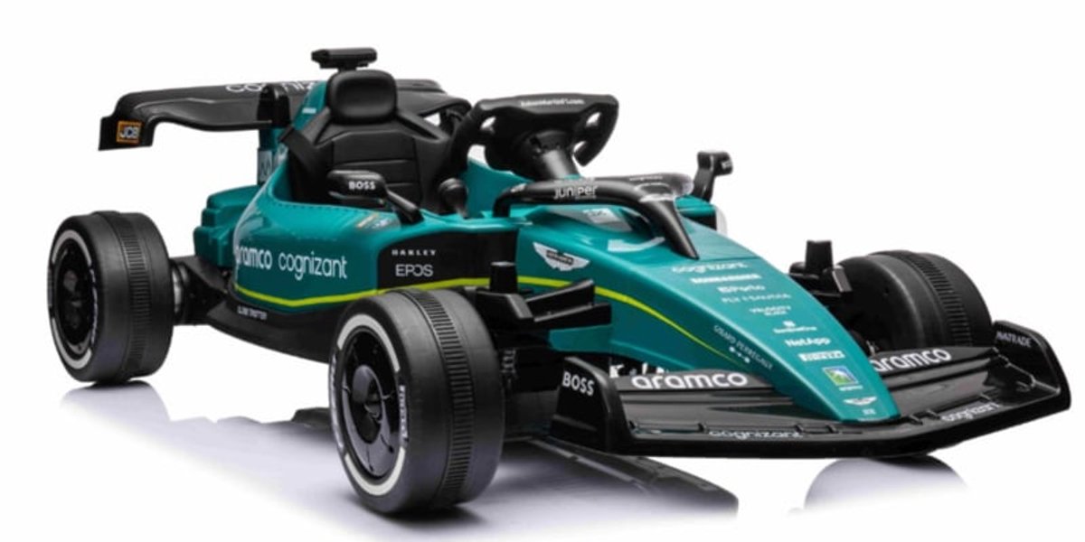 Aston Martin F1 wagen Blauw - 1 persoons - 24v Cognizant Racecar incl. softstart systeem | Elektrische kinderauto - Inclusief afstandsbediening - Gratis verzending - KiddoCars Accuvoertuig kopen online