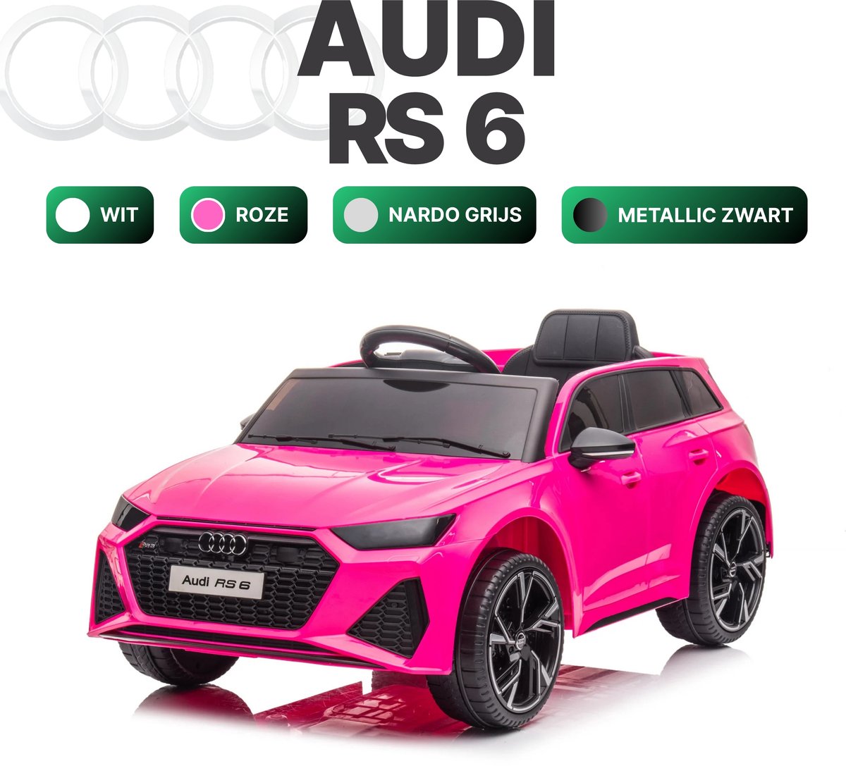 Audi RS6 - Elektrische kinderauto Audi - 1-zitter - Roze - Met afstandsbediening - Elektrische Auto voor kinderen Accuvoertuig kopen online