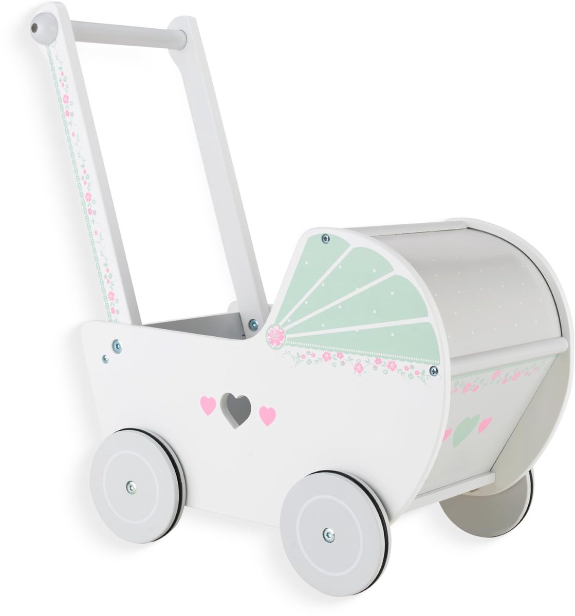 azomor houten loopwagen voor kinderen met grote speelgoedbak en veilige wielen