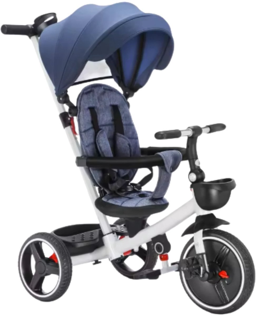 Baby driewieler Zyrell - 6-in-1 - Voor kinderen - Duwfiets met duwstang - Babyfiets - Loopfiets - Peuterfiets - Blauw Driewieler kopen online
