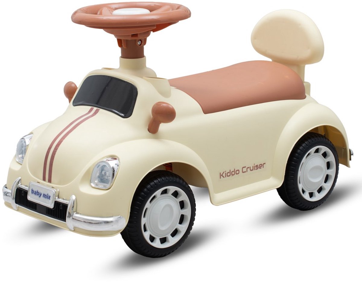 baby mix baby kiddo cruiser loopauto beige retro stijl en veiligheid voor kleintjes