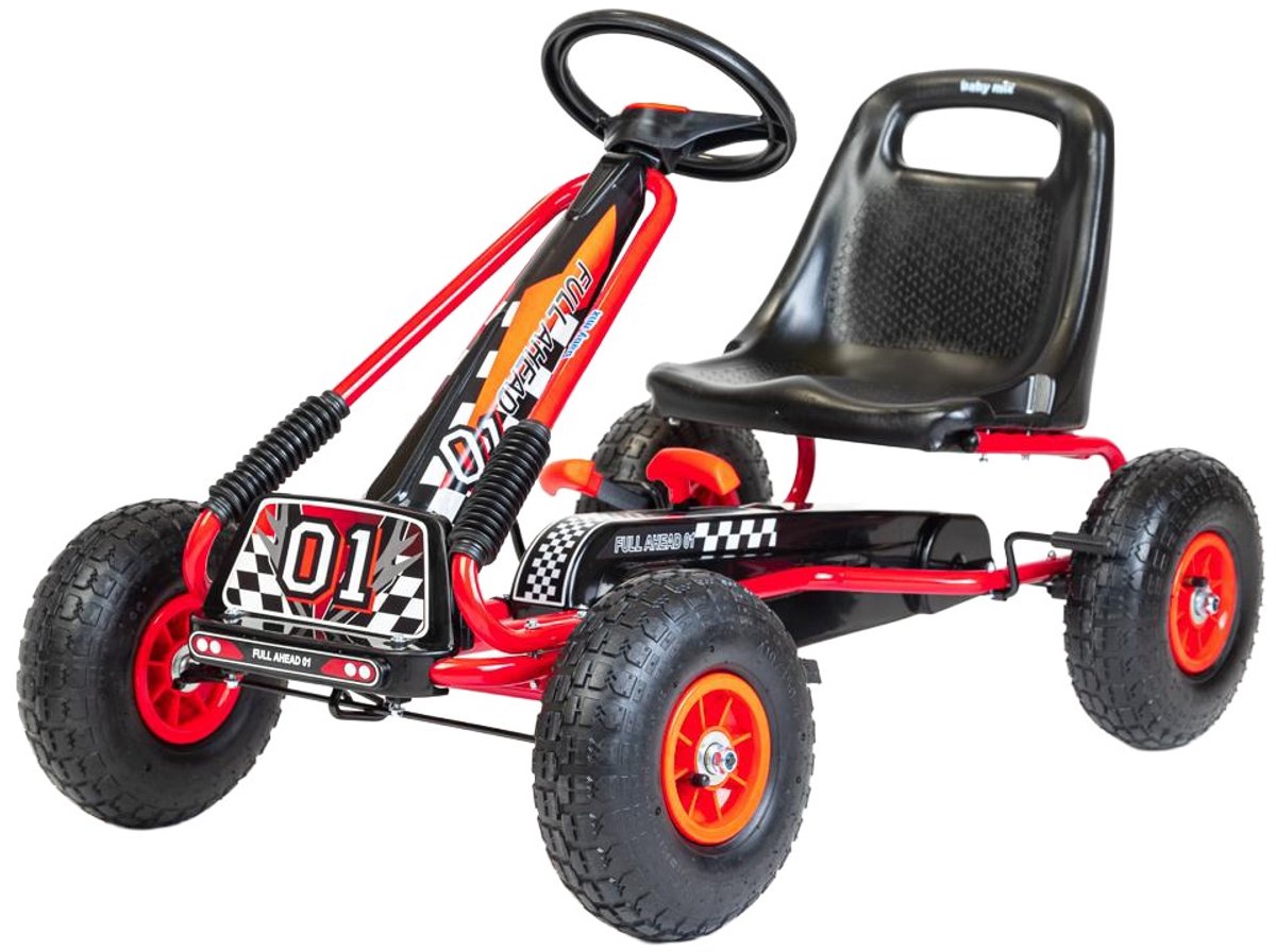 Baby Mix - Go-Kart - Sportief Ontwerp - Met Lucht Gevulde Wielen - Ergonomisch Zitje - Race Thema - Skelter - Kinderspel - Buitenspeelgoed - Pedal Go-Kart - Fiets Skelter Loopauto kopen online
