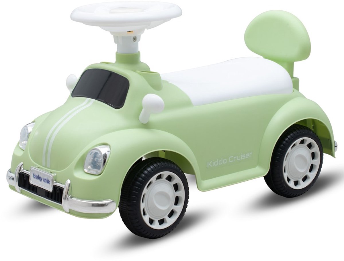 Baby Mix Kiddo Cruiser mint loopauto – Retro design met LED-licht en melodieën Loopauto kopen online