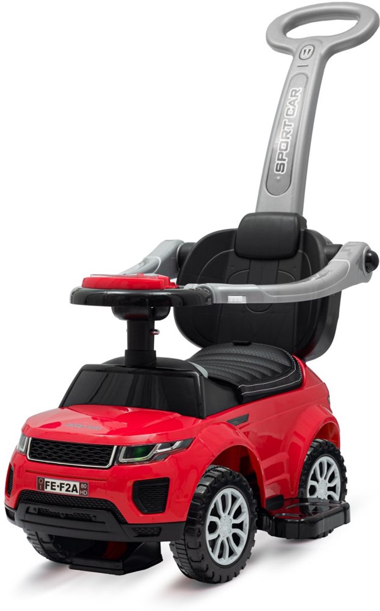 Baby Mix - Kinderloopauto - Rood - Sportieve uitstraling - Stevige kunststof wielen - Met duwstang - Stuurwiel - Veiligheidsarmleuningen - Speelauto - Buitenspeelgoed - Kid's Car Loopauto kopen online