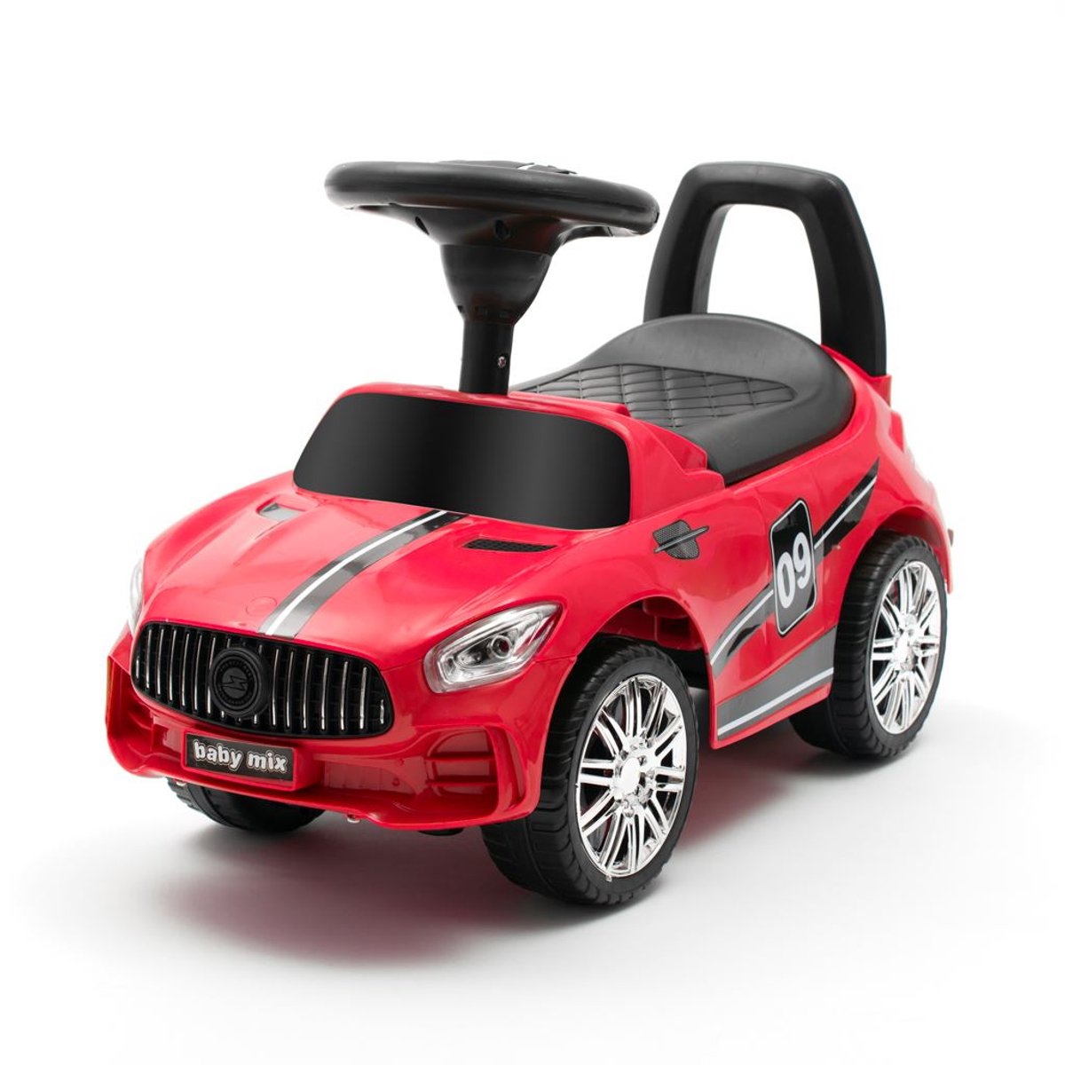 Baby Mix - Loopauto - Sportief Design - Rode Kleur - Met Racestreep - Peuterspeelgoed - Kinderracer - Speelauto - Kinderauto - Speelgoedauto - Racethematiek Loopauto kopen online