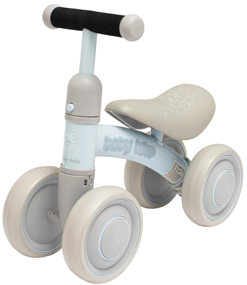 Baby Mix - Loopfiets - Vierwieler - Baby Bike Blauw - Ergonomisch Zadel - Lichtgewicht en Stabiel - Fietsje zonder Pedalen - Peuterfiets - Loopfiets voor Kinderen - Stabiliteit - Duurzaam Loopfiets kopen online