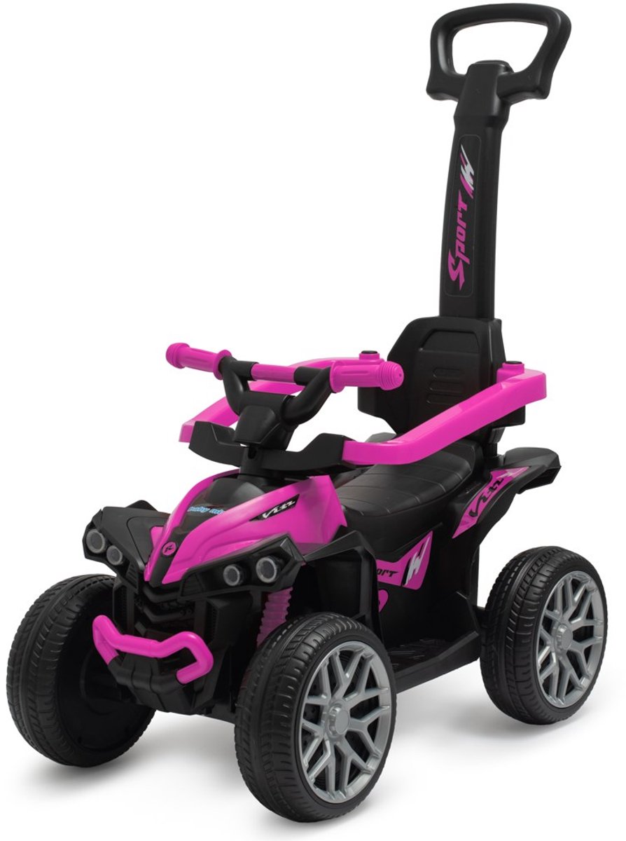 Baby Mix - Quad Kids - Kinderquad - Miniatuurloopauto - Zwart met roze accenten - Stevige wielen - Sportief ontwerp - Loopauto - Kinderspeelgoed - Duwauto - Buitenspeelgoed - Speelgoed voor buiten Loopauto kopen online