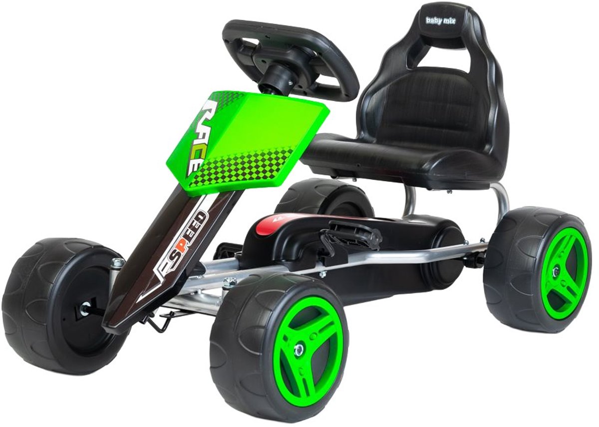 Baby Mix - Skelter - Moderne Go-kart - Felgroene Accenten - Sportief Ontwerp - Race Skelter - Buiten Speelgoed - Kinderspel - Snelheid - Avontuur - Racen - Actief Spelen Skelter kopen online