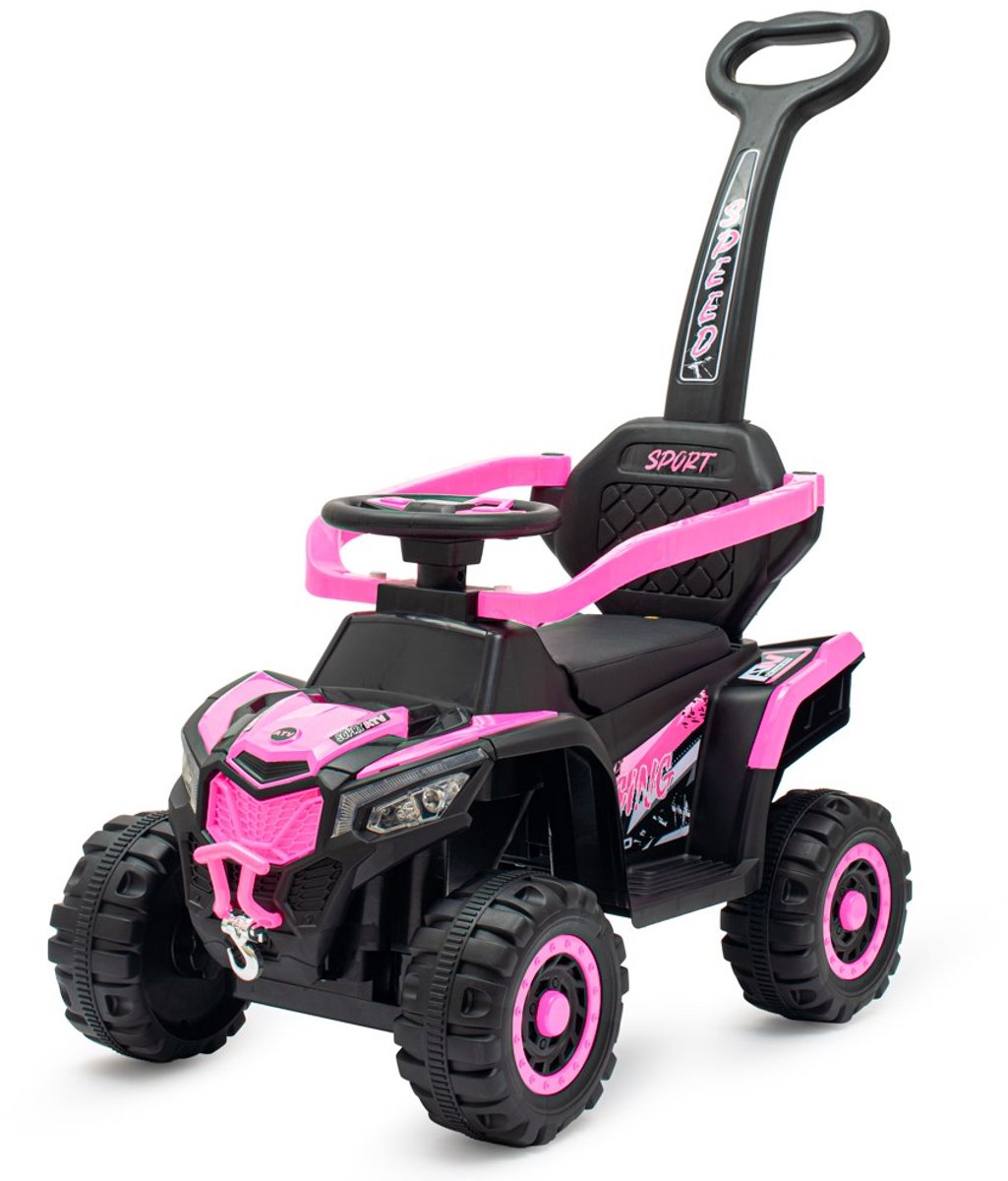 Baby Mix - Speelgoedvoertuig - Roze - Quad met handvat - Geschikt voor binnen en buiten - Robuuste wielen - Elektrische scooter - Kinderscooter - ATV - Speelgoed quad - Rugsteun Loopauto kopen online