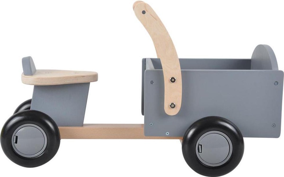 Bandits & Angels Bakfiets Loopfiets Hout Little Rider Grey vanaf 1 jaar - Voor Jongens en Meisjes - Ride-On Houten Bakfiets - Houten Loop Fiets Grijs - Geluidsarme Wielen - Kraamcadeau Loopfiets kopen online
