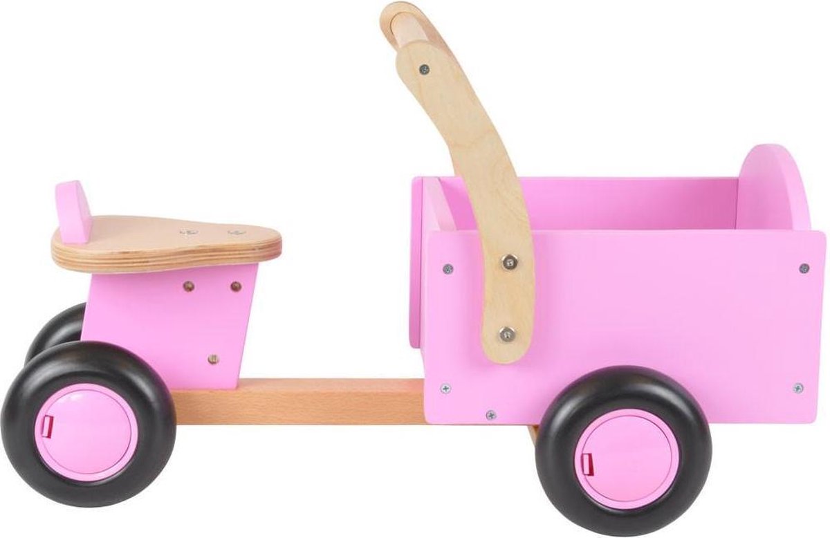 bandits angels bakfiets loopfiets hout little rider pink vanaf 1 jaar voor meisjes ride on houten bakfiets houten loop fiets roze geluidsarme wielen kraamcadeau