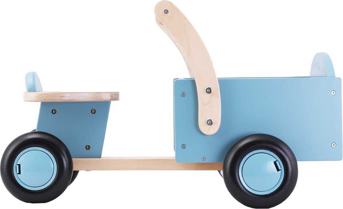 Bandits & Angels Bakfiets Loopfiets Hout Little Rider Retro Blue vanaf 1 jaar - Voor Jongens - Ride-On Houten Bakfiets - Houten Loop Fiets Blauw - Geluidsarme Wielen - Kraamcadeau Loopfiets kopen online