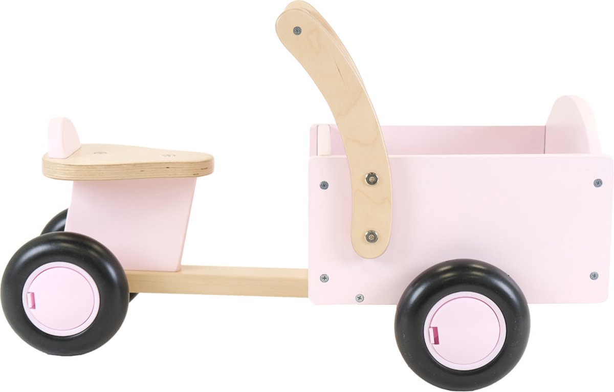 Bandits & Angels Bakfiets Loopfiets Hout Little Rider Retro Pink vanaf 1 jaar - Voor Meisjes - Ride-On Houten Bakfiets - Houten Loop Fiets Roze - Geluidsarme Wielen - Kraamcadeau Loopfiets kopen online