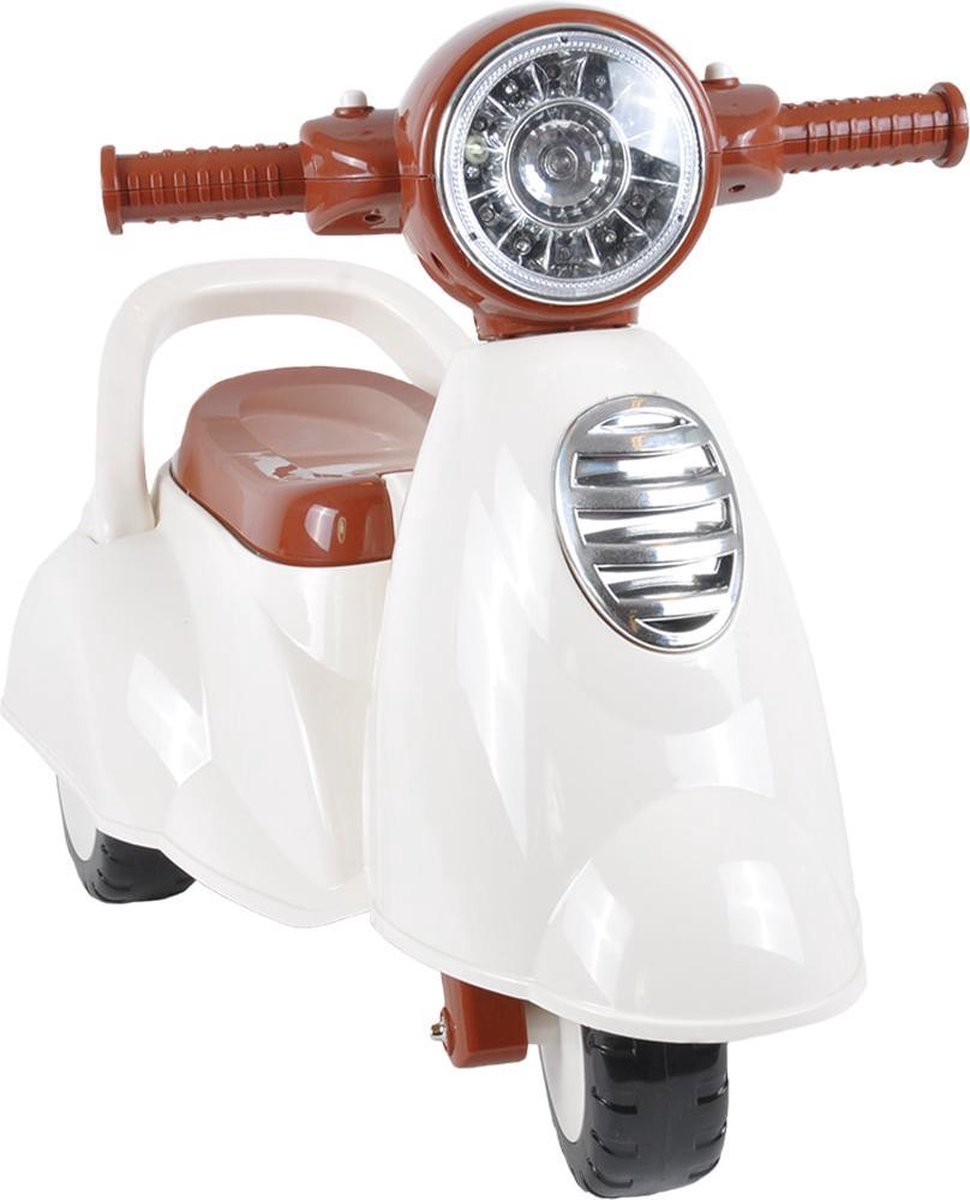Bandits & Angels Loopauto Scooter Retro vanaf 1 jaar voor Jongens en Meisjes Wit - Loop Scooter met Claxon - Voor Binnen en Buiten - Met Opbergruimte Loopmotor kopen online