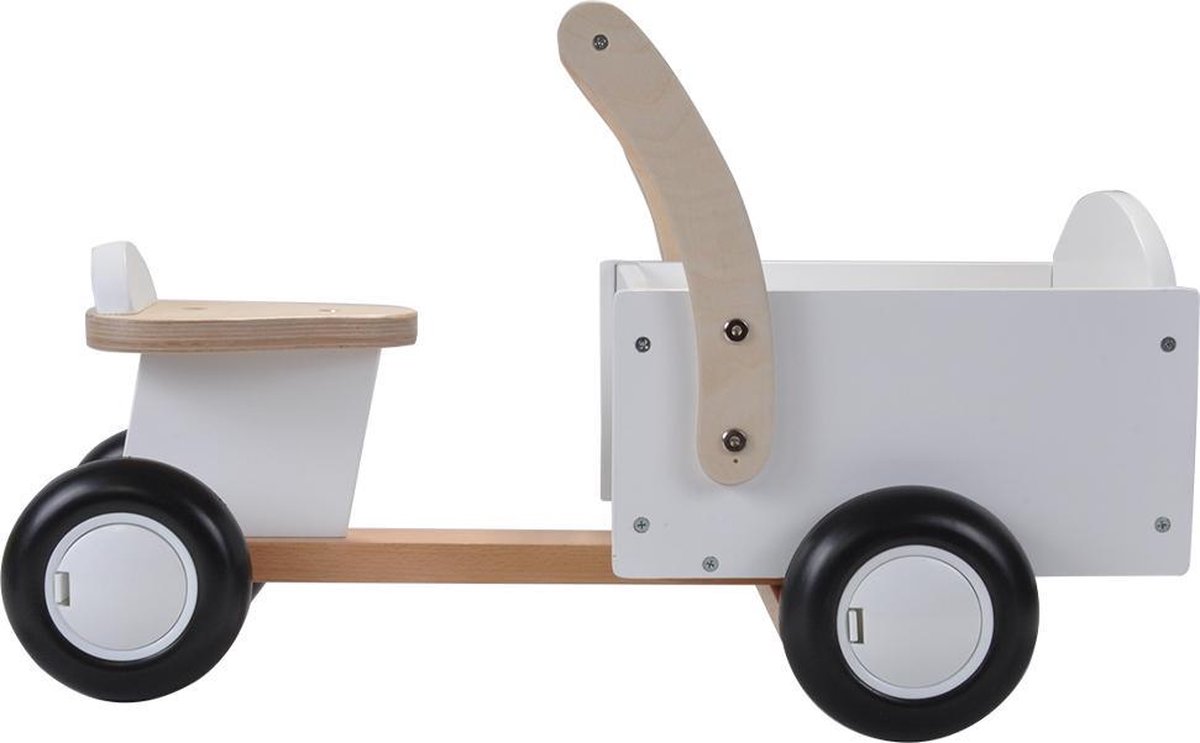 Bandits & Angels loopfiets bakfiets Little Rider white - 2 jaar - jongens en meisjes - hout - wit Loopfiets kopen online