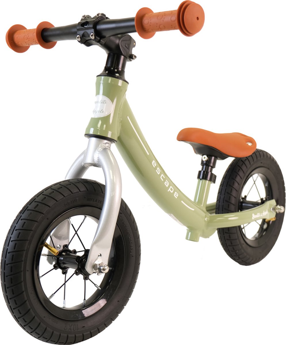 Bandits & Angels Loopfiets Escape Green vanaf 2 jaar voor Jongens en Meisjes - Metaal - Groene Loop Fiets - met Verstelbaar Zadel en 10 inch Luchtbanden Loopfiets kopen online