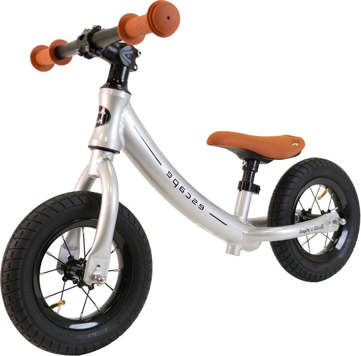 bandits angels loopfiets escape zilver vanaf 2 jaar voor jongens en meisjes metaal zilveren loop fiets met verstelbaar zadel en 10 inch luchtbanden