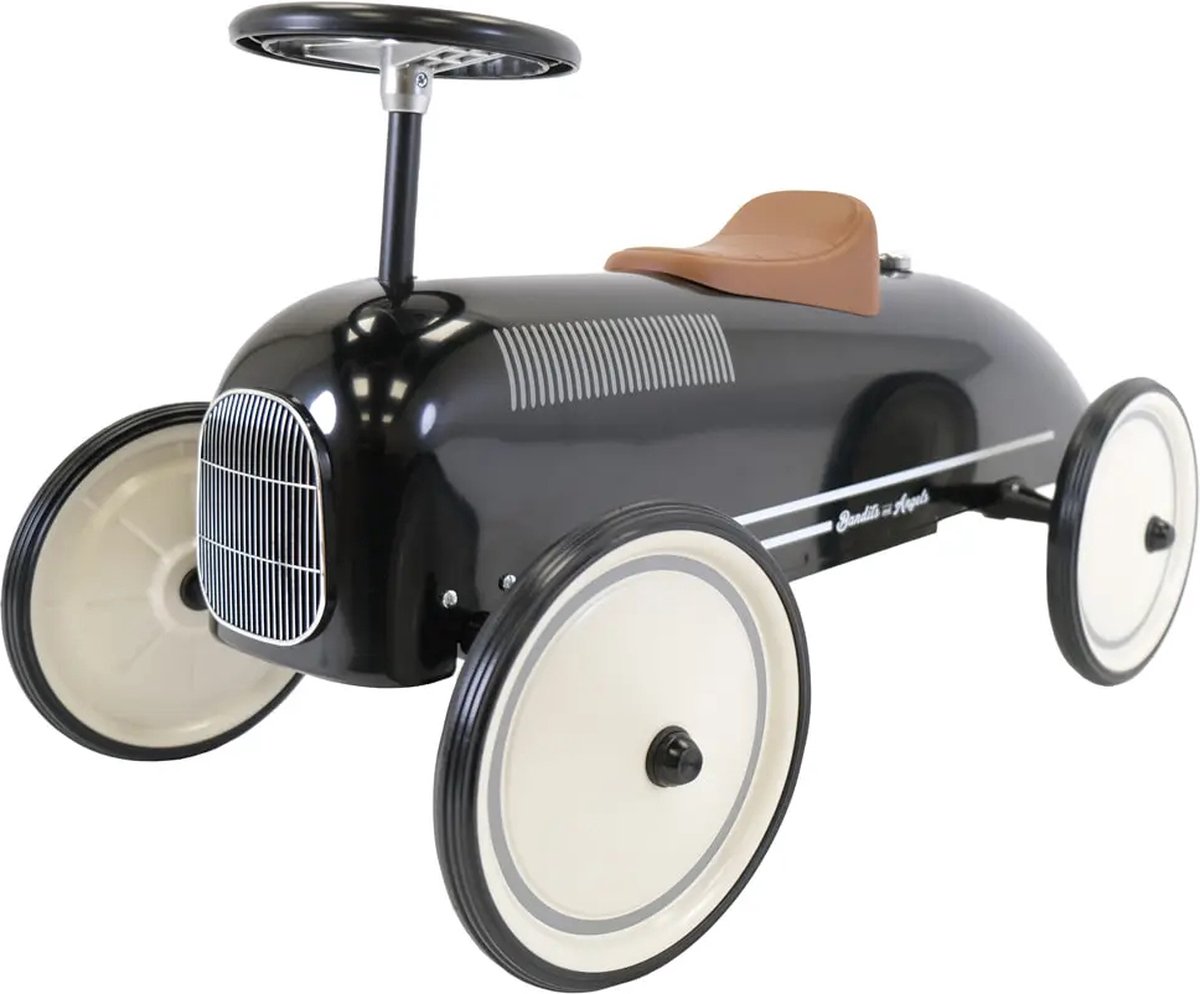 Bandits & Angels Metalen Loopauto Oldtimer Retro Zwart vanaf 1 Jaar voor Jongens en Meisjes - Loop Auto voor Kinderen Retro Black - voor Binnen en Buiten Loopauto kopen online