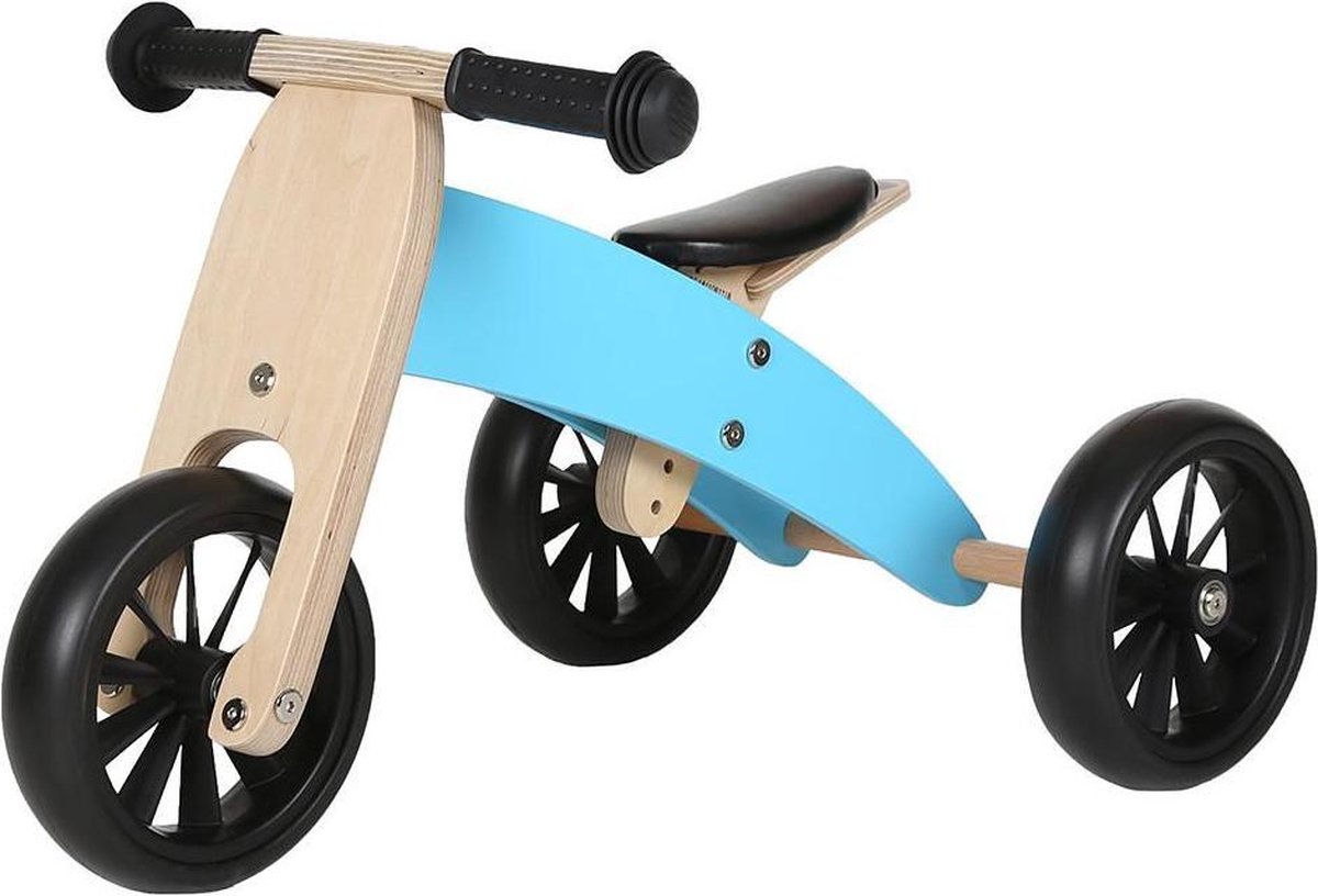 bandits angels smart bike loopfiets hout 4 in 1 blauw vanaf 1 jaar voor jongens en meisjes houten loop fiets omkeerbaar in driewieler en tweewieler verstelbaar zadel