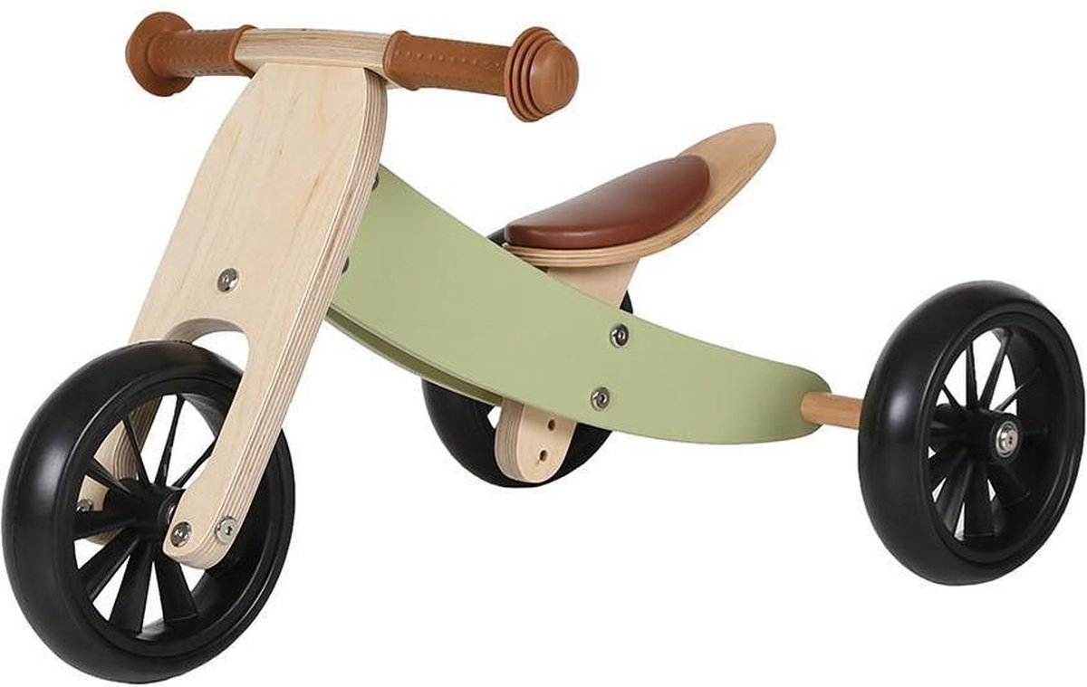 Bandits & Angels Smart Bike Loopfiets Hout 4-in-1 Retro Groen vanaf 1 jaar - Voor Jongens en Meisjes - Houten Loop Fiets - Omkeerbaar in Driewieler en Tweewieler - Verstelbaar Zadel Loopfiets kopen online