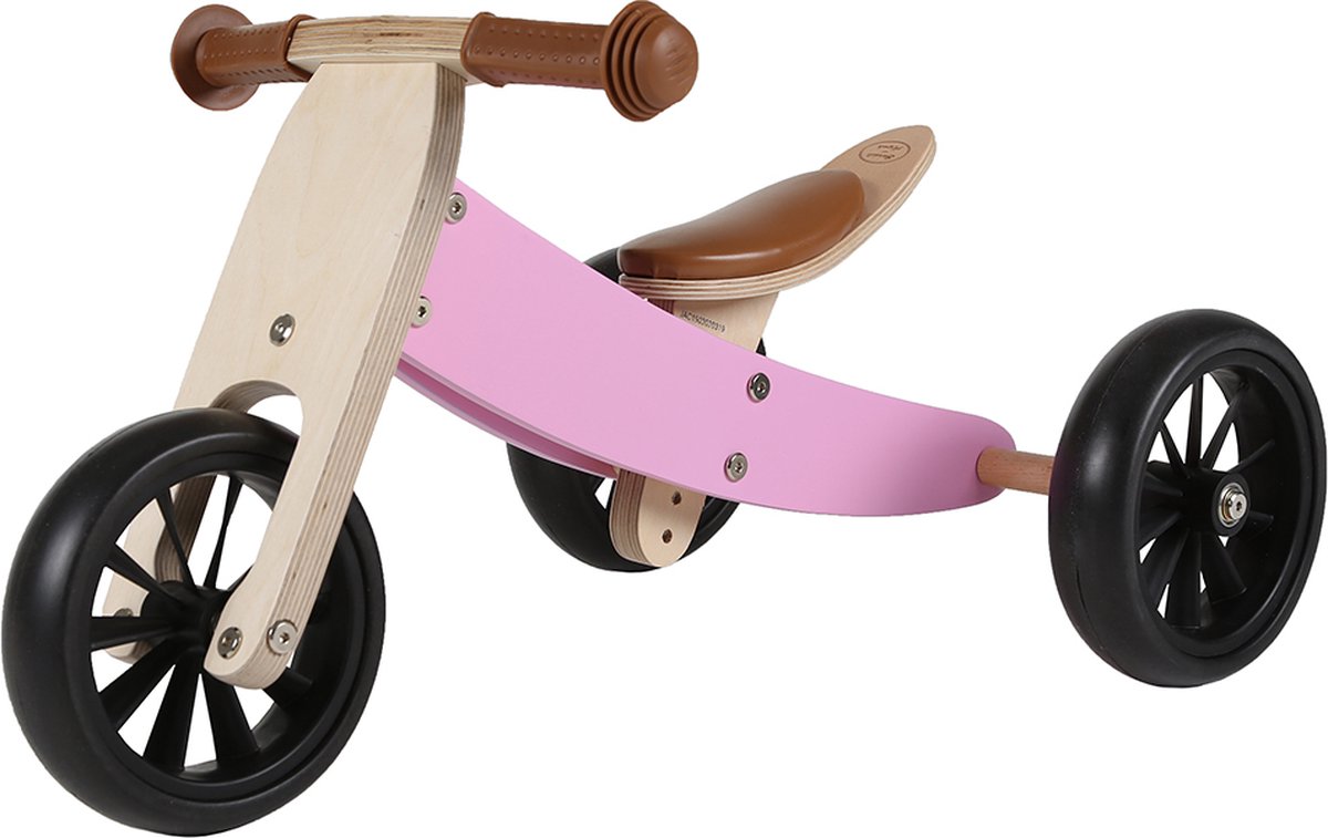 Bandits & Angels Smart Bike Loopfiets Hout 4-in-1 Retro Roze vanaf 1 jaar - Voor Jongens en Meisjes - Houten Loop Fiets - Omkeerbaar in Driewieler en Tweewieler - Verstelbaar Zadel Loopfiets kopen online