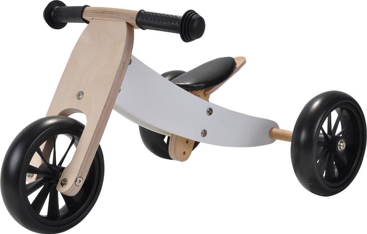 Bandits & Angels Smart Bike Loopfiets Hout 4-in-1 Wit vanaf 1 jaar - Voor Jongens en Meisjes - Houten Loop Fiets - Omkeerbaar in Driewieler en Tweewieler - Verstelbaar Zadel Loopfiets kopen online