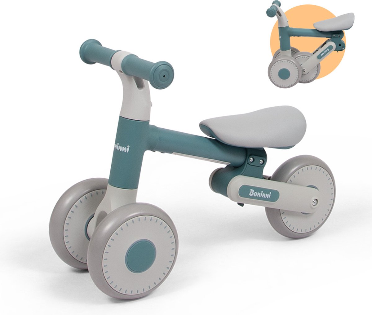 Baninni Opvouwbare Loopfiets 1 - 3 Jaar Azura Blauw - Grijs Loopfiets kopen online