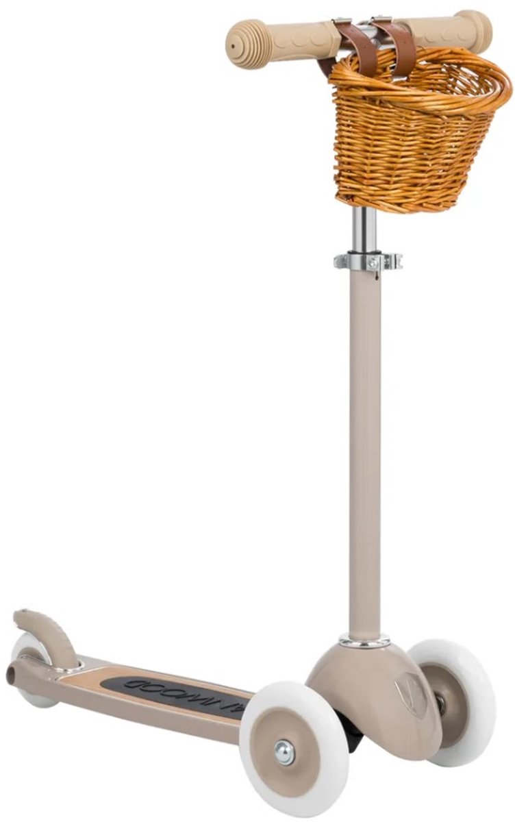 banwood scooter beige step met mandje kinderstep vintage step