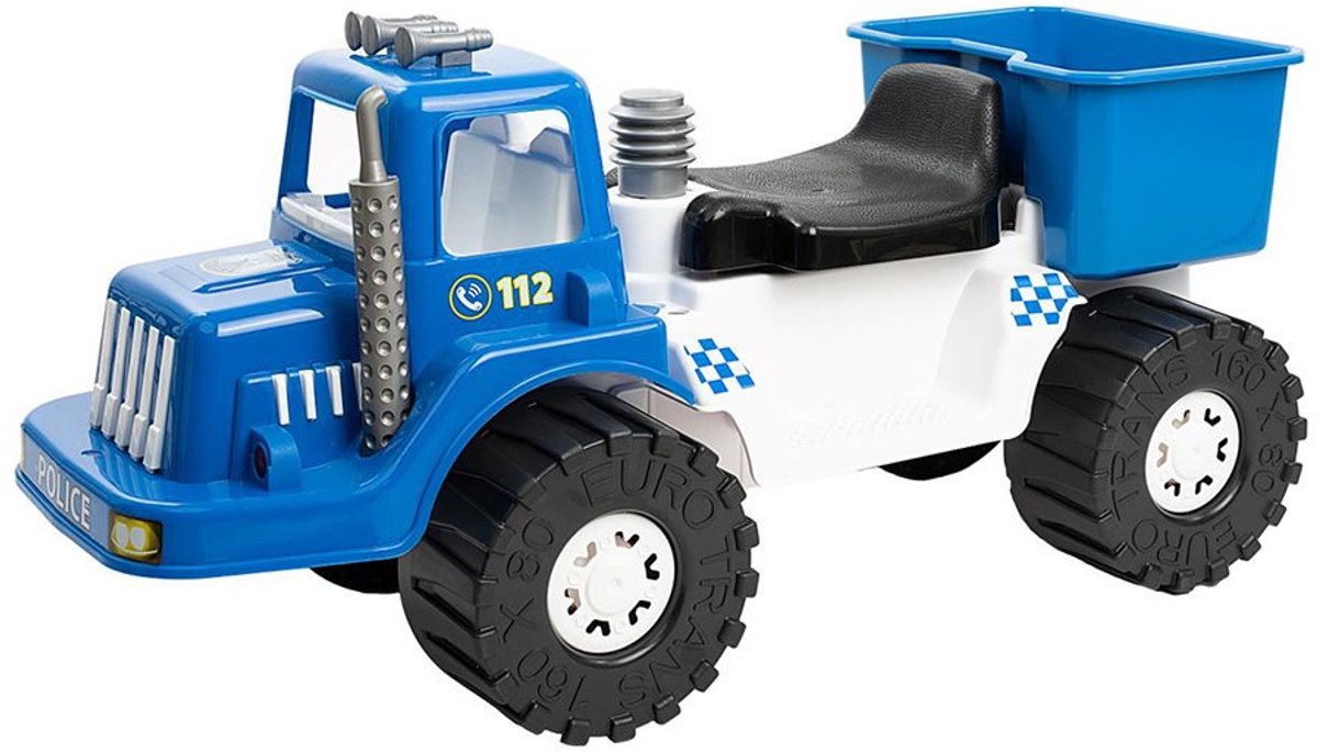 Bayo - loopauto politievoertuig - blauwe politie fiets 70 cm - kinder zitvoertuig 112 design - speelgoed met opbergruimte - CE gekeurd kunststof Loopauto kopen online