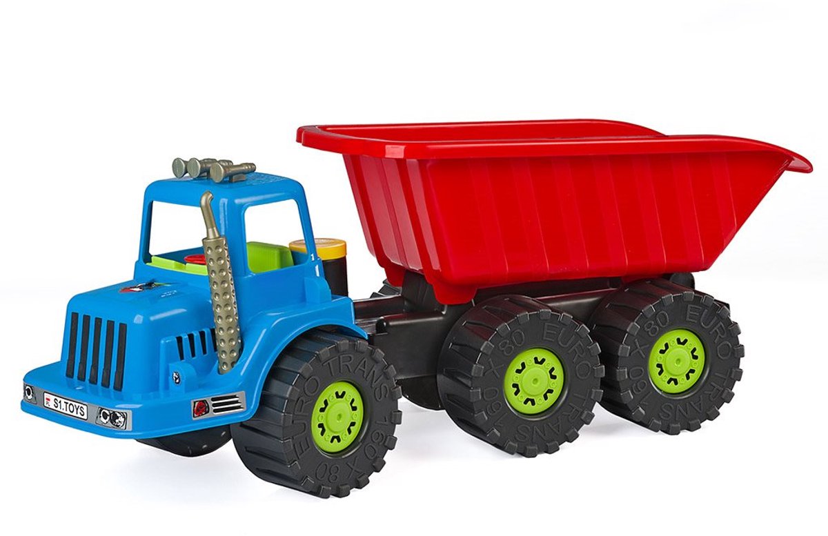 bayo loopauto vrachtwagen arnie 90 cm grote kiepauto voor kinderen speelgoed dump truck kunststof bouwvoertuig met kantelbare laadbak ce gekeurd