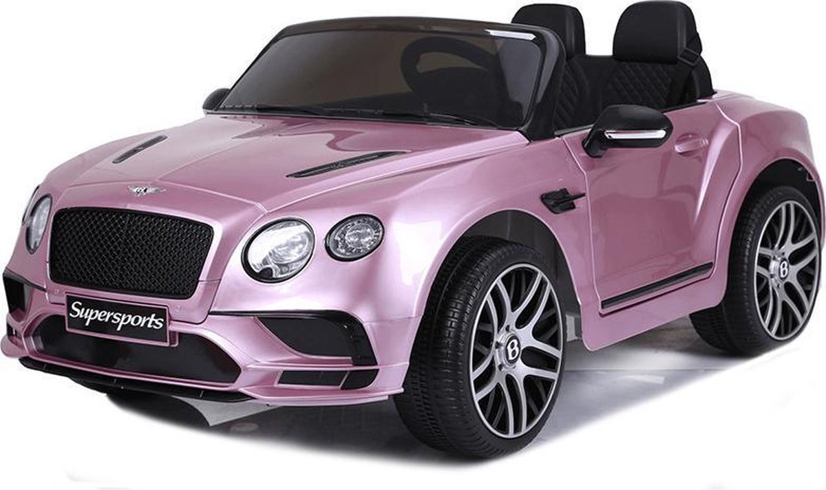Bentley Continental Supersport 12V  Accu auto Elektrische kinderauto 2-Persoons Rubberen banden, Leren zitje en Afstandsbediening (Roze Metallic) Accuvoertuig kopen online
