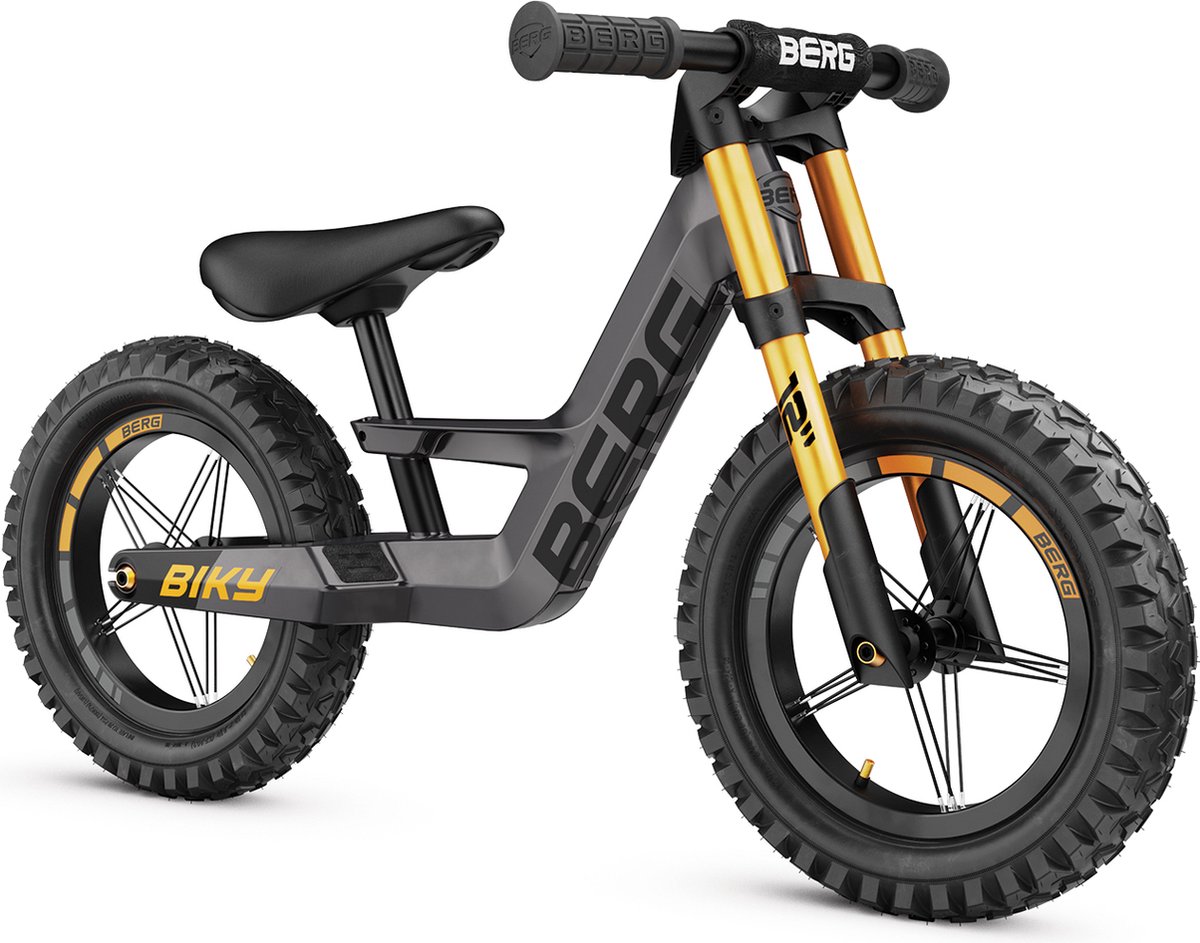 BERG Biky Cross Grey Loopfiets - Lichtgewicht frame van magnesium - Verstelbaar zadel - 2 tot 5 jaar - Grijs Loopfiets kopen online
