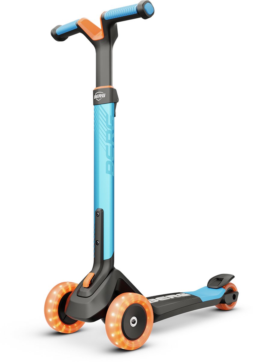 berg nexo kinderstep 2 tot 12 jaar blauw opvouwbaar in hoogte verstelbaar incl led wielen