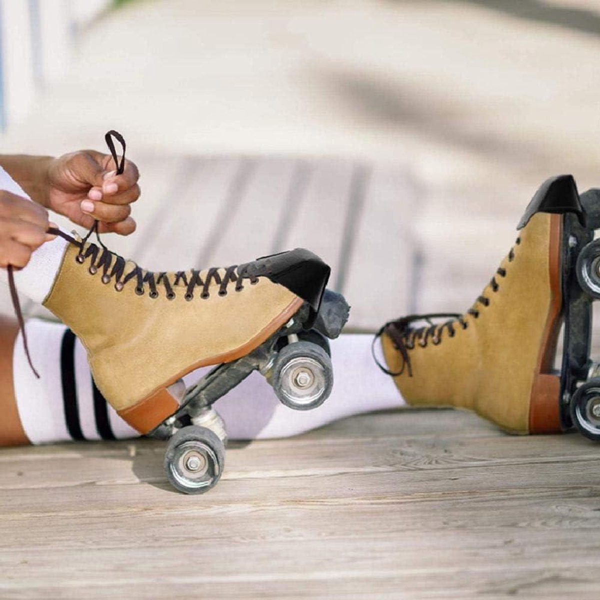 Bescherming van leer voor rolschaatsen - Verminder slijtage en verleng de levensduur - 1 paar (wit) - Verstelbaar met 4 gaten Rolschaatsen kopen online